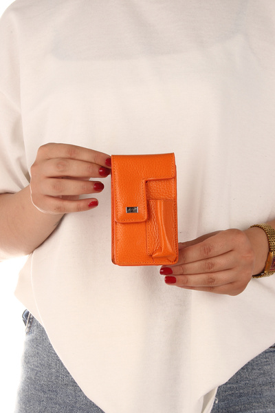 Fiyaka Ar-005 Genuine Leather Cigarette Case Orange