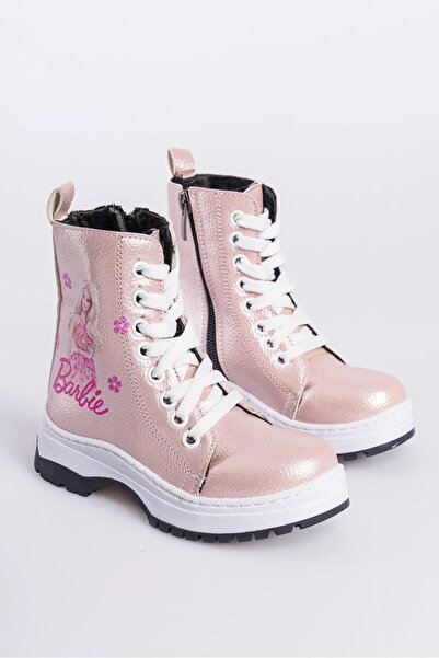 KATEYLER Ροζ γυαλιστερή εσωτερική επένδυση με ταϊλανδέζικη γούνα ραμμένη στη σόλα Μπότες για κορίτσια