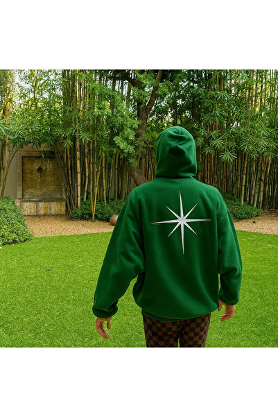 CLASSY.MODA Unisex με κουκούλα 3 Thread Ş επένδυση fleece Star B με τύπωμα Ka...