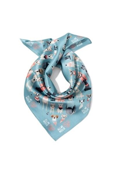All We Need Is Pets Fashion Aficionado Dogs Blue Silk Bandana for Dogs and Pet Lovers