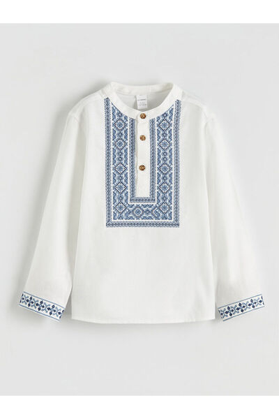 LC Waikiki Lcw Kids Hakim Collar Ethnic Patterned Boys' Shirt