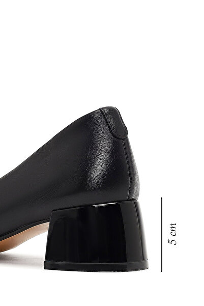 Derimod Women's Black Short Thick Heeled Leather Heeled Shoes 25Afd412518