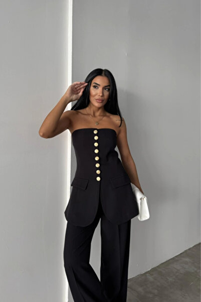 GENCULUS Taarim Gold Buttoned Trablezyelek Black