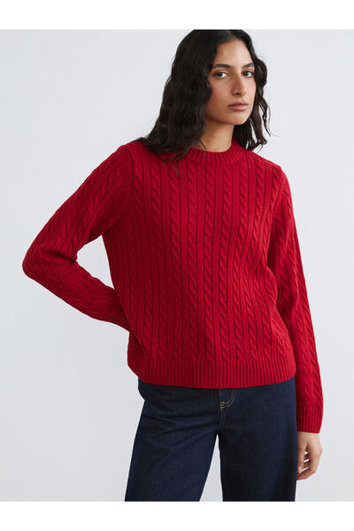 LC Waikiki Crew Neck Self Patterned Women's Knitwear Sweater