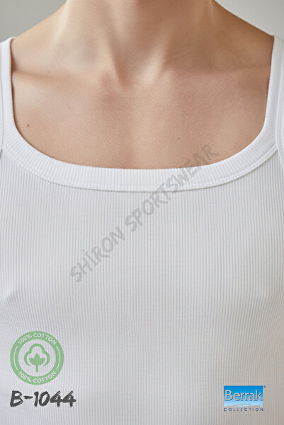 Shiron Sportswear&Company Men's 100% Cotton White Thin Strap F Corded Fabric K Ribbed Knit Undershirt Berrak 1044