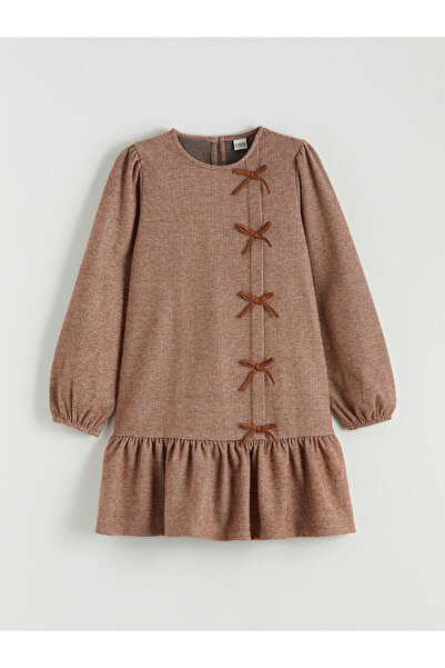 LC Waikiki Κοριτσίστικο φόρεμα με λαιμόκοψη με λεπτομέρεια φιόγκου