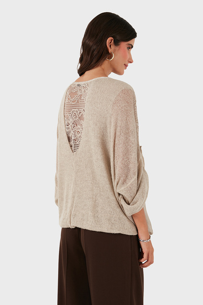 Via Dante Oversized V-Neck Sequin Lace Detailed Blouse Blouse 690822