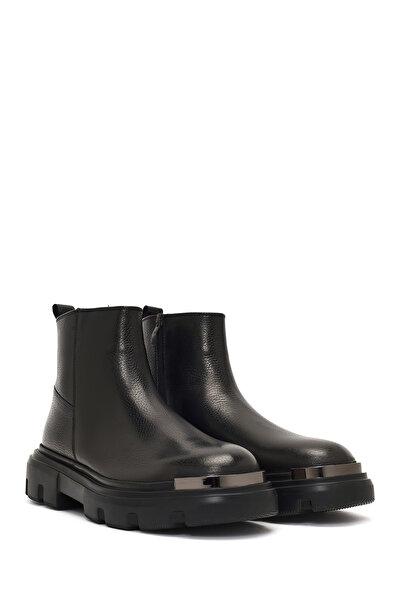 Derimod Men's Black Zippered Thick Soled Leather Casual Boots 25Wfd6429Ft