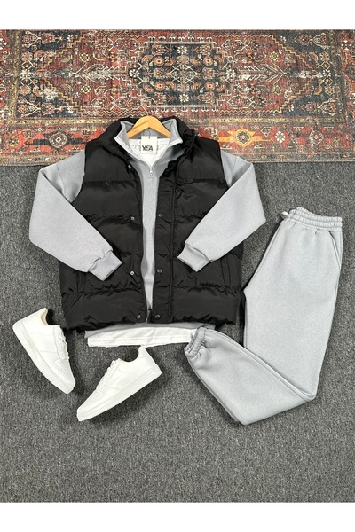 tetramoda سترة مبطنة قابلة للنفخ وثلاثة طبقات من القماش المضغوط ياقة مرتفعة م...