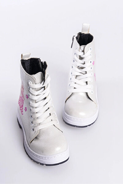 KATEYLER Silver Shiny Inner Lining Thai Feather Stitched Sole Girls' Boots