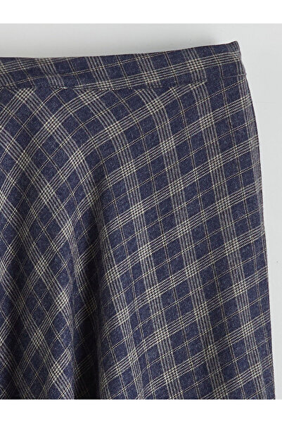 LC Waikiki Fusta în carouri cu fermoar în talie, albastru bleumarin