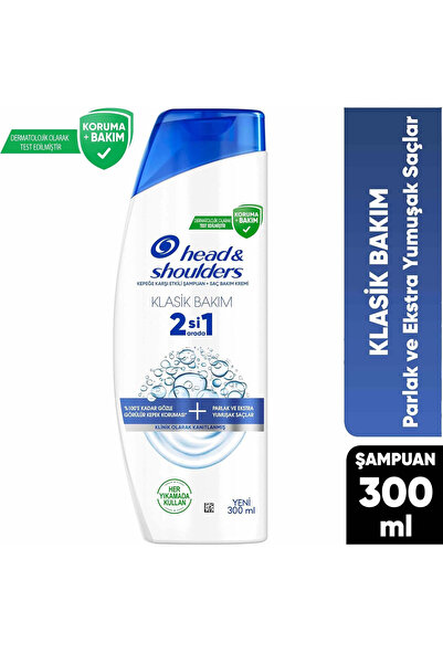 Head & Shoulders Klasik Bakım 2’si1 Arada Şampuan 300 ml – Kepeksiz, Yumuşak ...