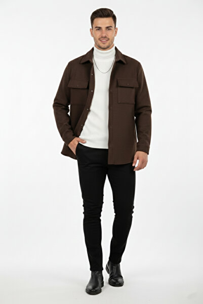 DeepSEA Men's Dark Brown Premium Cashmere Jacket – Stylish, Modern, and Warm Design Jacket Coat 2500559