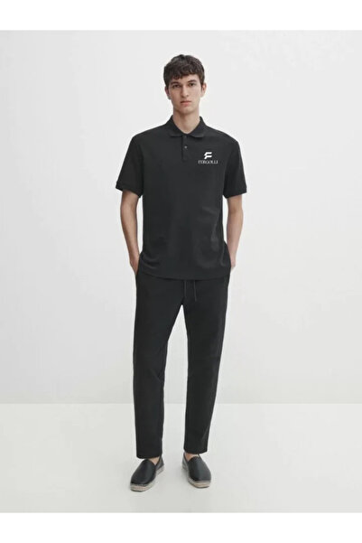 GENCULUS Buttoned Collar Pique Printed Thirt White