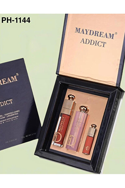 MAYDREAM طقم روج سائل + مرطب شفايف+جلوس