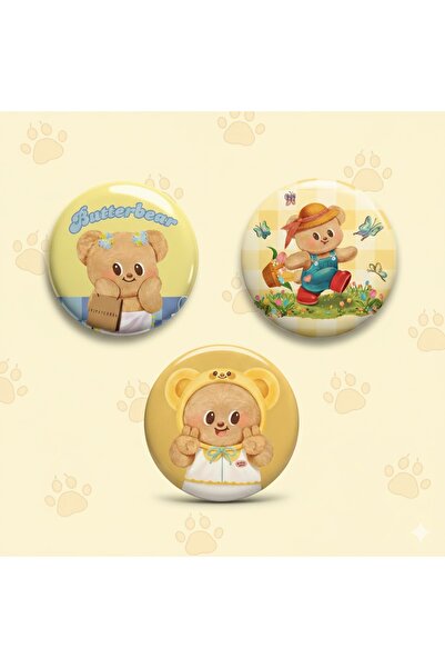 Fivy 3’lü Sevimli Ayıcık Butter Bear Rozet Seti