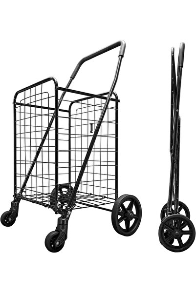 Twinkle Mart Lightweight Folding Shopping Cart - Black