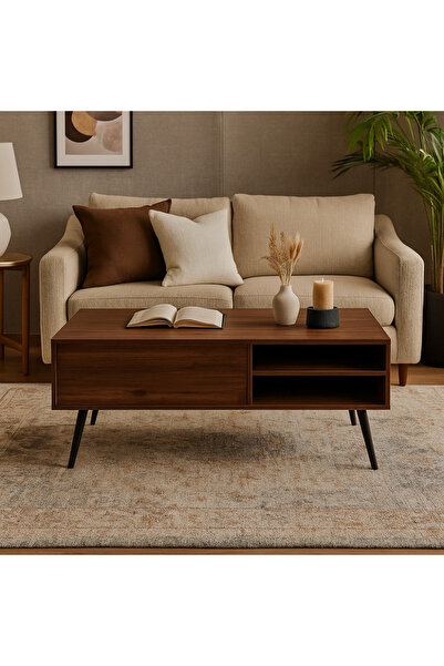 Palma homez Wooden coffee table 120×60×46 cm, liftable, with storage cabinet