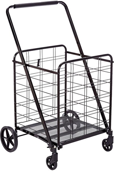 Miskat Trading عربة تسوق سوبر جامبو قابلة للطي بعجلات 360 درجة 42 × 25 × 22 ب...