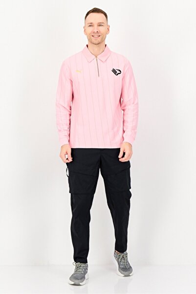 Puma Palermo x Men Sportswear Fit Long Sleeve Outdoor Polo Shirt, Pink