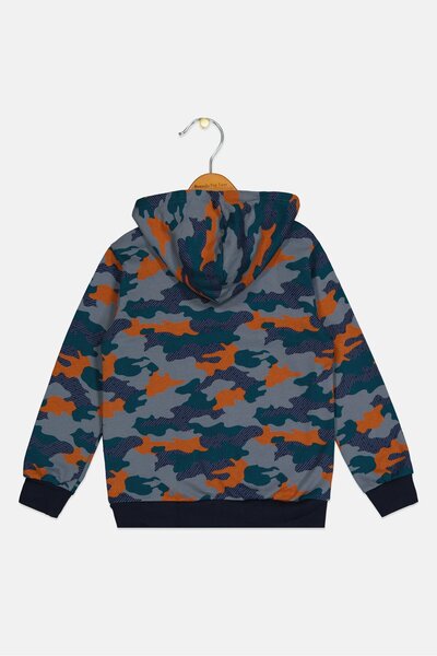 hummel Kids Boy Sportswear Fit Camouflage Print Long Sleeves Outdoor Hoodie, Multicolor