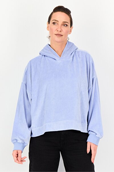 aerie Women Solid Long Sleeves Hoodie, Sky Blue