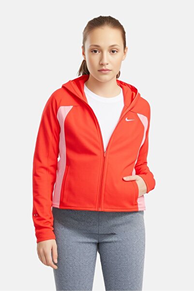 Nike Kids Girl Sportswear Fit Brand Logo Running Hooded Jacket, Red