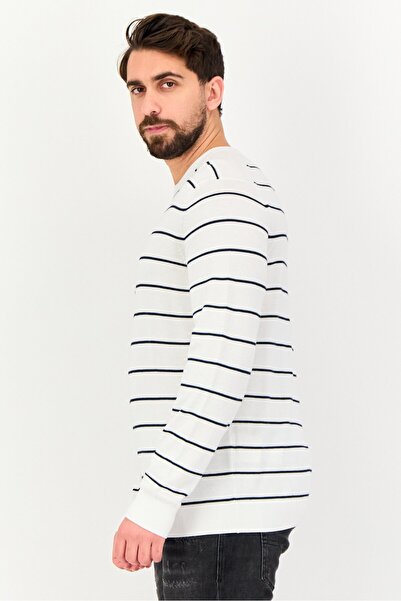 CELIO Men Crew Neck Stripe Sweater, Multicolor