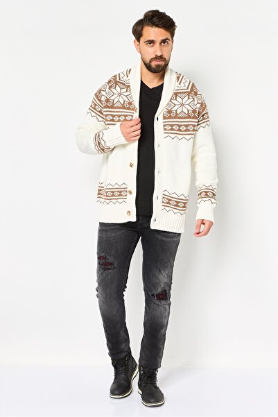 CELIO Men Spread Collar Knitted Cardigan, Multicolor