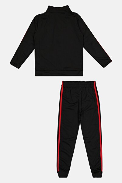 HIND Kids Boy 2 Pcs Brand Logo Long Sleeve Top And Bottom Set, Black