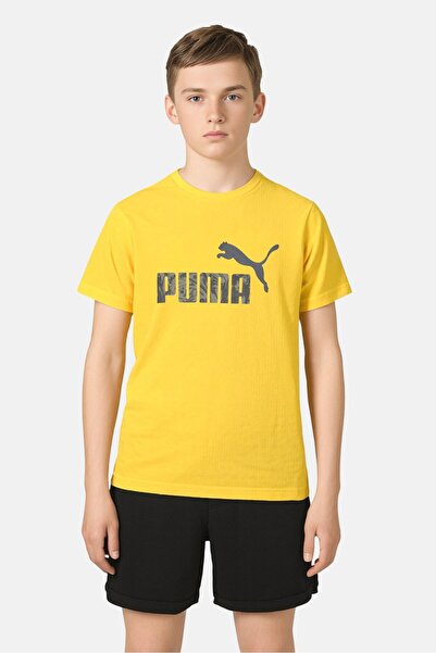 Puma Kids Boy Sportswear Fit Short Sleeve Outdoor T-Shirt, Light Yellow
