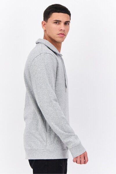 Blue Black Threads Men Mock Neck Heather Long Sleeves Sweatshirt, Light Grey