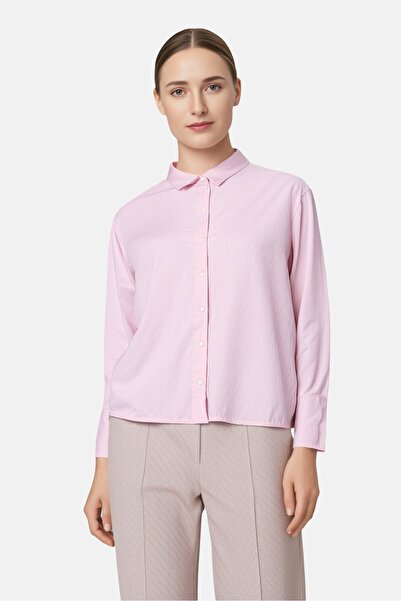 Jessica Simpson قميص نسائي مقاس كبير بياقة واسعة وأكمام طويلة وأزرار، وردي