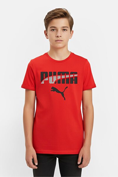 Puma Kids Boy Sportswear Fit Short Sleeve Outdoor T-Shirt, Red