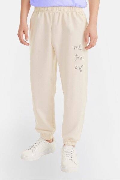 Puma Kids Boy Sportswear Fit Training Sweatpants, Cream