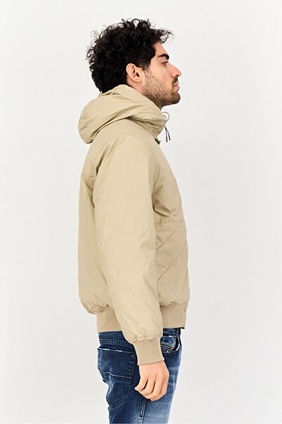 CELIO Men Solid Bomber Jacket, Beige