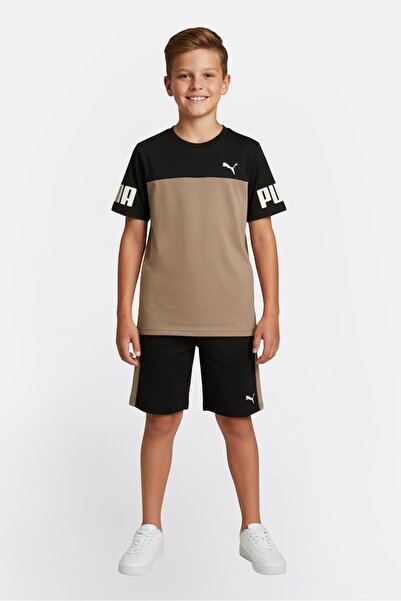 Puma طقم تي شيرت وشورت داخلي بشعار العلامة التجارية للأولاد من قطعتين، متعدد ...
