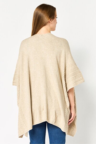 Poof Women Split Neck Knitted Cardigan, Beige