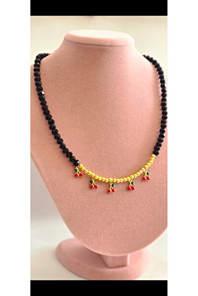 Lion Sıyah kirazlı boncuk kolye