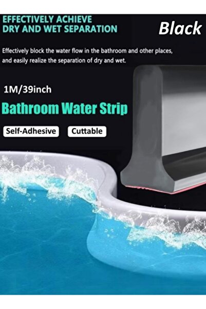 Generic Bathroom Water Strip Blocker T-Shape Shower Water Barrier Water Stopper Self-Adhesive Water Dam