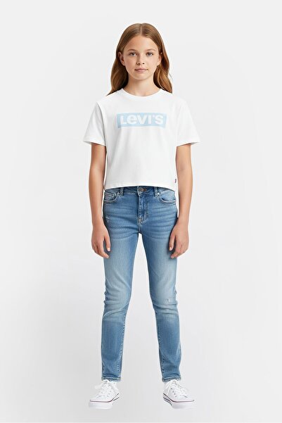 Levi's Kids Girl Crew Neck Short Sleeve Brand Logo Tops, White