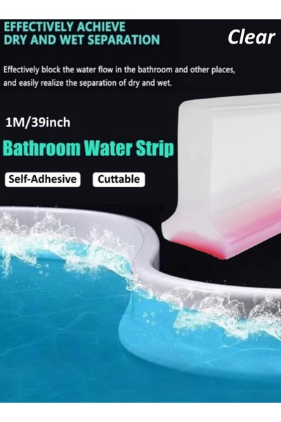 Generic Bathroom Water Strip Blocker T-Shape Shower Water Barrier Water Stopper Self-Adhesive Water Dam