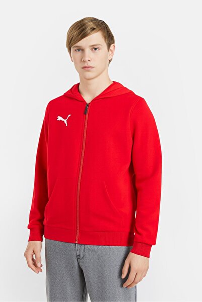 Puma Kids Boy Embroidered Logo Long Sleeve Outdoor Hoodie, Red