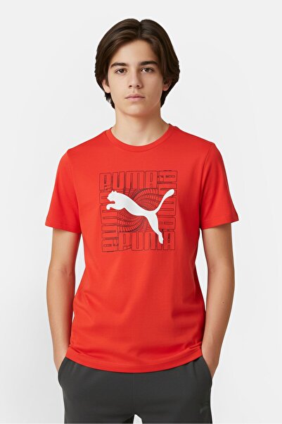 Puma Kids Boy Sportswear Fit Short Sleeve Outdoor T-Shirt, Red