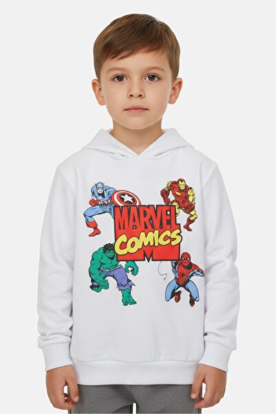 Marvel Toddlers Boy Long Sleeve Comic Hoodie, White