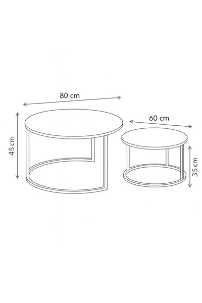 Palma homez Round Nesting Service Table Set, Wooden Top & Metal Base, Dark Brown