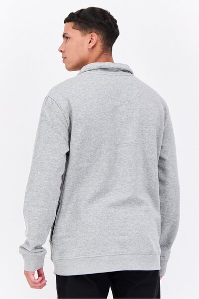 Blue Black Threads Men Mock Neck Heather Long Sleeves Sweatshirt, Light Grey