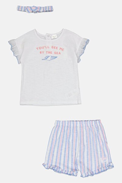 Lily & Jack Toddlers Girl 3 Pieces Embroidered Top And Short With Headband Set, Multicolor