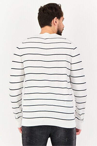 CELIO Men Crew Neck Stripe Sweater, Multicolor