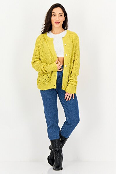 Philosophy Women Crochet Long Sleeve Sweater, Mustard